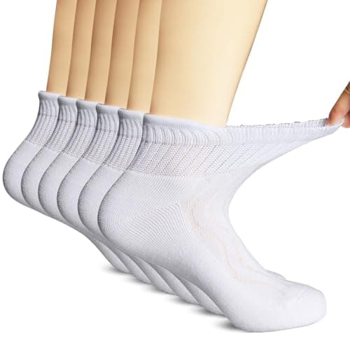 +MD Diabetic Circulator Socks Men Women-6 Pairs, Bamboo Non-Binding Extra Wide Ankle/Crew Socks, for Edema 9-11 10-13 13-15