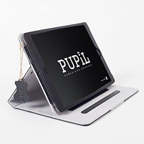 iPad 2, 3 & 4 Case Cover By PUPiL of Cambridge, England Handmade Genuine Leather - (Coal - Black)