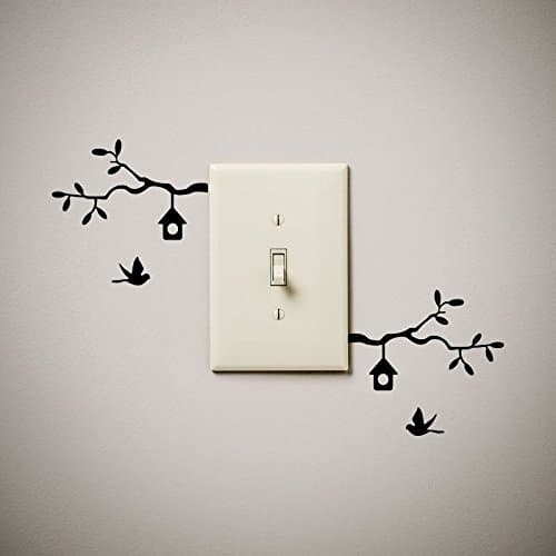 JS Artworks Tree Branch Bird House Cute Funny Vinyl Decal Sticker for Light Switch Our Wall outlets