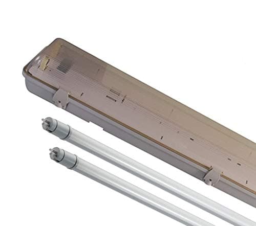 5FT Twin LED 2 X 22W Non Corrosive Weatherproof Fluorescent Light Fitting IP65 Outdoor Strip Light GARAGES, Workshop, Sheds, GREENHOUSES Polycarbonate Diffuser 3 Year LAMP Guarantee Includes Tube