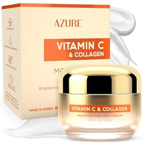 AZURE Vitamin C & Collagen Moisturizing Day Cream - Brightening & Revitalizing | Reduces Fine Lines & Wrinkles | Diminishes Signs of Aging | Made in Korea - 50mL