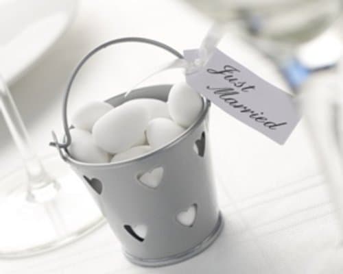 Silver Heart Tin Favour Pail