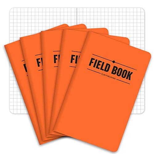 Field Notebook/Pocket Journal - 3.5"x5.5" - Orange - Graph Memo Book - Pack of 5