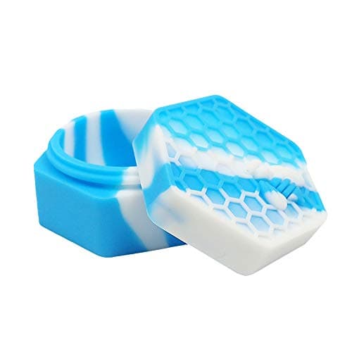 YHSWE 1 Blue/White Silicone Honeybee Container 26ml Non Stick Hexagon Jar Multi Use Storage Box