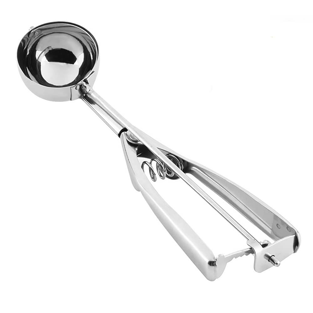 Ice Cream Spoons 1x 4/5/6cm Ice Cream Spoon Stainless Steel Spring Handle Masher Cookie Scoop for Fruit, Ice Cream, Mashed Food, Baking Spoon Scoopers (1 PCS, 6cm)