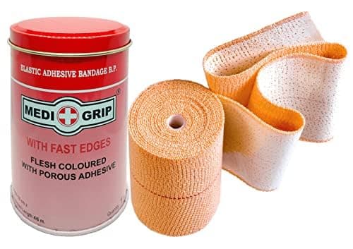 Medigrip Elastic Adhesive Bandage B.P. (10 cm x 4 m) - 1 Roll Tin Pack | Heavy Duty Cotton EAB Tape for Sports Taping, Orthopedic Support & Post-Op Compression | Strong Adhesion & Breathable Fabric