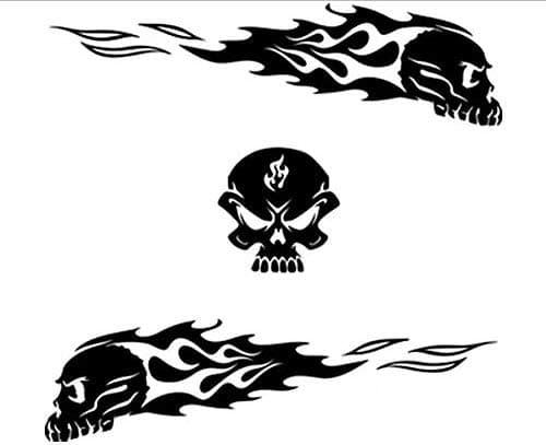 G0005 - Flame Ghost Skull Decal Kit Golf Cart, ATV, RC Truck, UTV, Motorcycle, Helmet (Black)