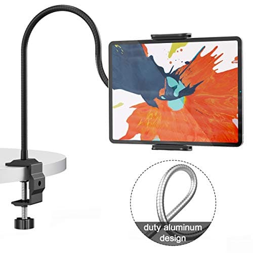 Adjustable Height Phone & Tablet Stand - 360 Rotating Aluminum Mount for iPad Pro Air Mini, iPhone, Samsung, Kindle (4.7"-12.9")