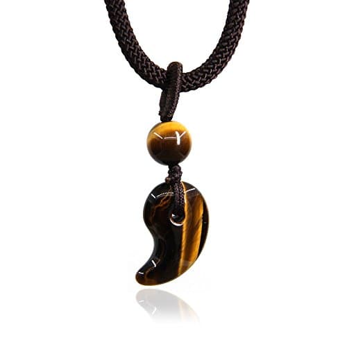 Gemstone 20MM Natural Golden Tiger Eye Japanese Three Sacred Treasures Magatama Adjustable Charm Pendant Necklace