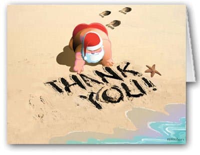 Stonehouse Collection | Santa Beach Thank You Note Card |10 Boxed Cards & Envelopes | Holiday Thank You Cards (Standard)