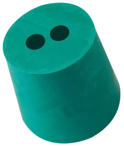 Plasticoid J7--M352 Green Neoprene Two-Hole Stopper, 37mm Top Diameter, 30mm Bottom Diameter, 7 Size, 25mm Length