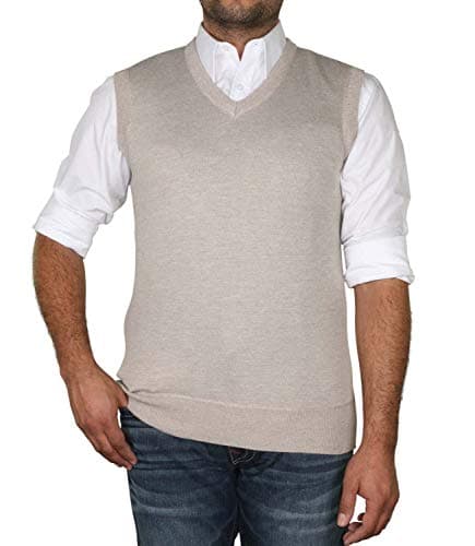 True Rock Men's Argyle V-Neck Sweater Vest (Tan, XX-Large)