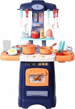 DIKUJI ENTERPRISE Kids Kitchen Playset, with Realistic Lights & Sounds, Play Sink with Running Water, Dessert Shelf Toy & Kitchen Accessories Set for 2 3 4 5 6 Year Old Girls (29pcs)(Multi)