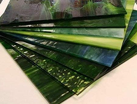 8 sheets - 6"x8" Green Variety Stained Glass Pack