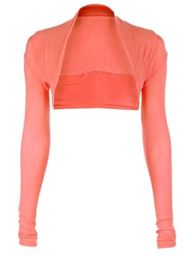 Style Womens Jersey Long Sleeved Shrug (ONE SIZE 6-12, CORAL)