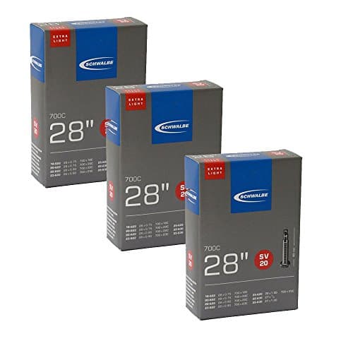 SCHWALBE Extra Light 40mm Tube SV20 65g ONLY! Lightweight Bicycle Tube Presta Tube Valve 40mm (700 x 18c/25c) Bike Tube Bundle (Pack of 3 Tubes)