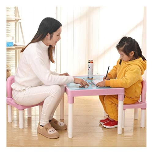 Sallymonday Kids Table and Chairs Set Family Time, Toddler Activity Chair Best for Toddlers Reading, Train, Art Play-Room Little Kid Children Furniture Accessories - Plastic Desk (Pink)