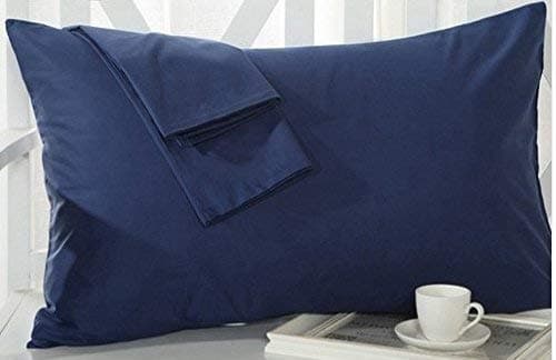 Set of 2 Toddler/Travel Pillowcase 100% Egyptian Cotton ,500 TC Baby/Mini/Small/Child Pillowcase Zipper Closure (Navy Blue Solid, 14x20)