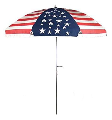 Laurel Steel Patio Wide Octagon Crank/Tilt Umbrella, Marine Grade American Flag
