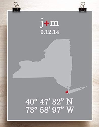 Guest Book Alternative Print Latitude Longitude Custom State your Home or Wedding Coordinates Poster