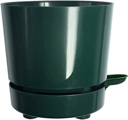 6" Self Aerating + Self Watering High Drainage Deep Reservoir Round Planter Pot, Maintains Healthy Roots, for Indoor & Outdoor & Windowsill Gardens (Green)