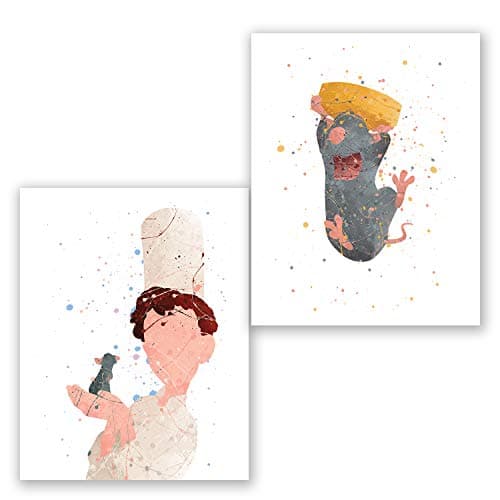 PGbureau Ratatouille Posters – Set of 2 Art Prints – Party Supplies Decoration – Kids Room Wall Decor - Nursery Watercolor Artwork (8x10)