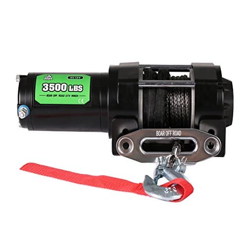 3000LB.Load Capacity Electric Winch Kit for ATV/UTV,Offroad Boar 12V Powersports Winch Hawse Fairlead with Wireless Handheld Pemote and Wired Handle (Synthetic Rope)