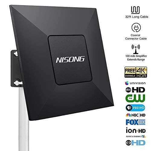 TV Antenna, HD Digital TV Antenna with Long 70-100 Miles Range, Support 4K 1080p VHF UHF Freeview Television for Outdoor Indoor with HDTV Amplifier Signal Booster, 32.8ft Coax Cable, USB Power Adapter