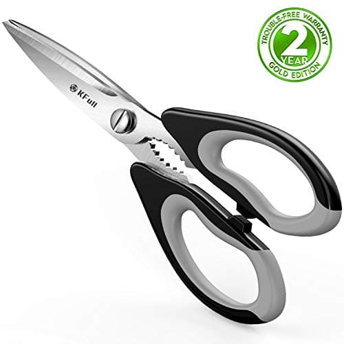 KFull Kitchen Shears - Multi Function Culinary Scissors For Poultry,Fish,Meat,Herbs-Razor Sharp Blades - Black&Grey