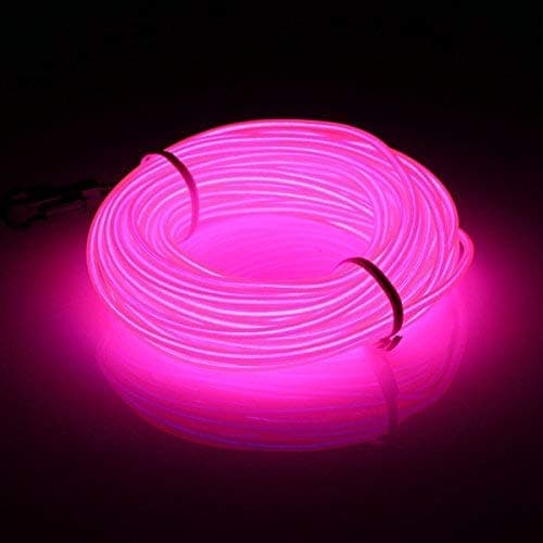 16.4ft/5m EL Wires Neon Light Tube Illumination Battery Powered High Brightness Electroluminescence Wire Pack Drivers with 3 Modes Multi Colors EL Wire for Party Wedding Decoration pub (pink)
