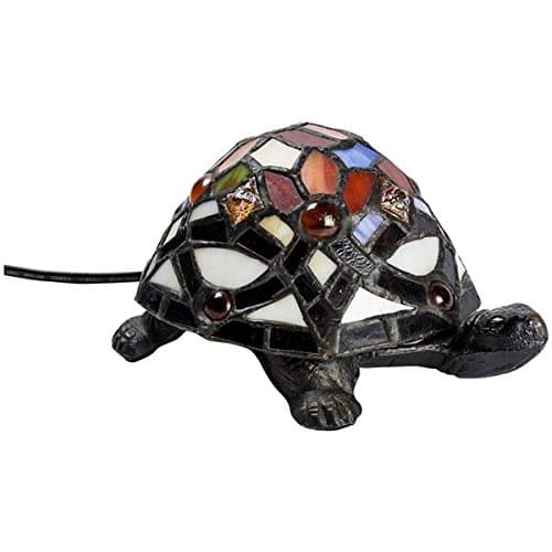 Brass Table Lamp with Glass Tiffany Turtle Abat-Jour