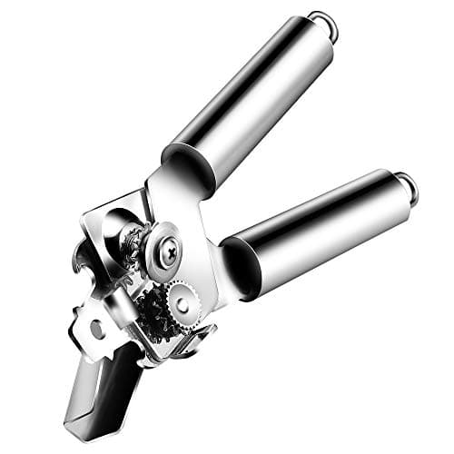 PretiHom Can Opener Manual Professional Stainless Steel Smooth Edge, Food-Safe Stainless Steel, Comfortable to grip, Dishwasher Safe, Ergonomically designed Anti Slip Hand Grip (Silver)