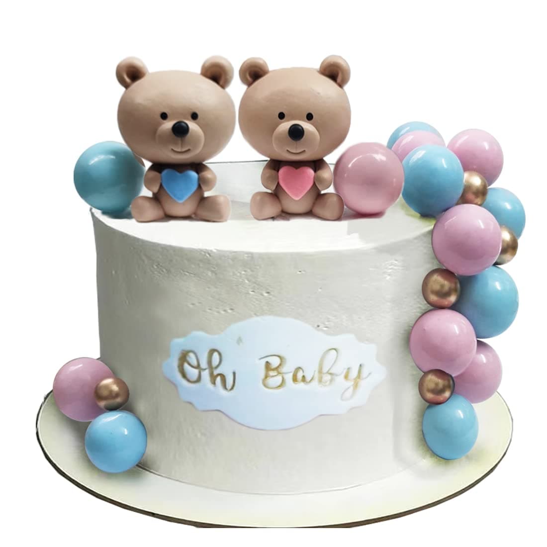 Baby Bear Cake Topper Pink and Blue for Baby Shower Cake Decoration