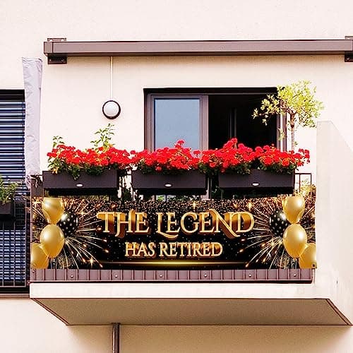 KASKANA Happy Retirement Banner - The Legend Has Retired - Retirement Decorations - 180 x 40cm (Black and Gold)