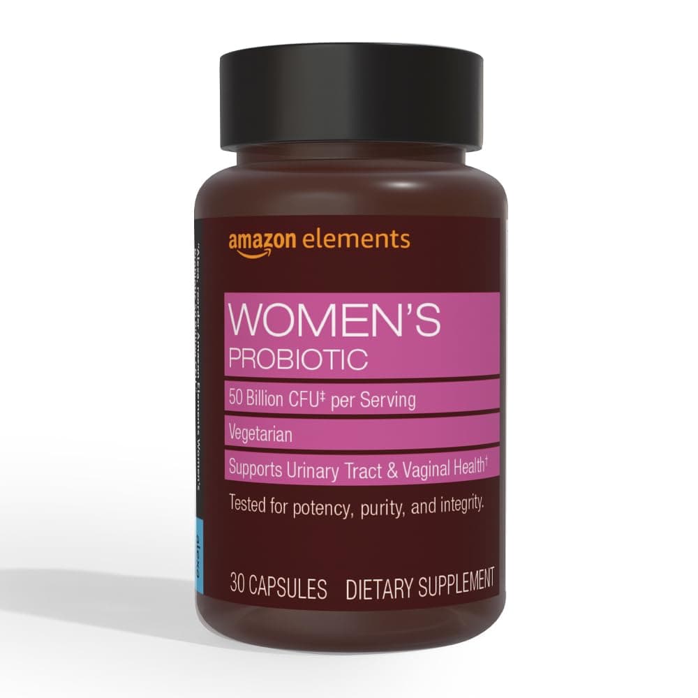 Amazon Elements Women's Probiotic, 50 Billion CFU, 7 Strains Blend, Supports Urinary & Vaginal Health, 30 Capsules