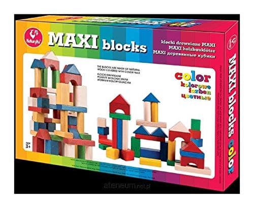 Kukuryku Kukuryku0581 53 Pieces Wooden Maxi Blocks, Multi-Color