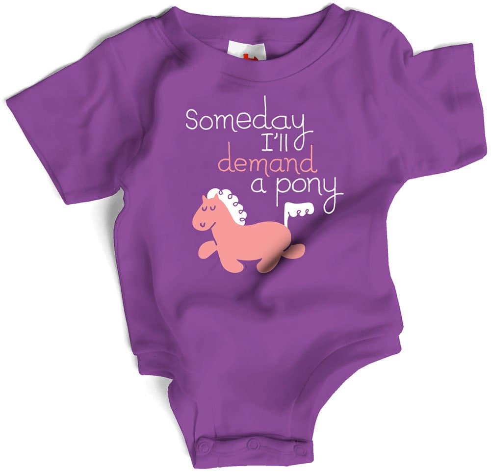 Wry Baby Someday I'll Demand a Pony Snapsuit 0-6M Purple