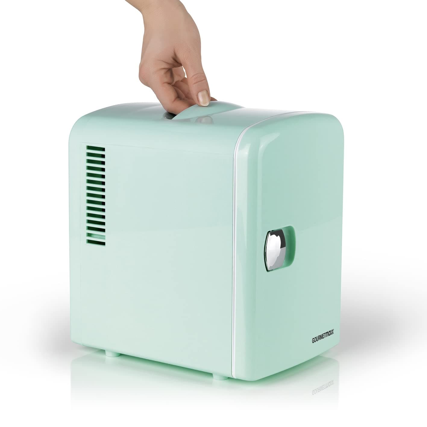 GOURMETmaxx Mini Fridge Retro Portable | GERMAN Quality | For Keeping Warm And Cool | Car Adapter Included | Mint-Color |