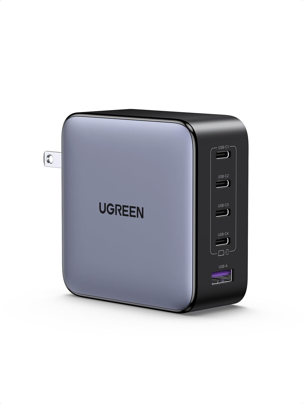 UGREEN Nexode 100W GaN USB C Laptop Charger, 5-Port Fast Charging Power Adapter Compatible with MacBook Pro/Air, iPhone 17/16/15 Series, Galaxy S25/S24, Pixel 10/9, iPad Air, Steam Deck