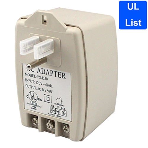 CCTV Plug-in Adaptor 24V AC 50VA Power Supply Transformer UL Listed for Security Cameras