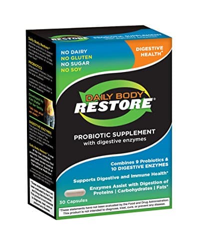Daily Body Restore Probiotic Supplement with Digestive Enzymes, 30 Capsules