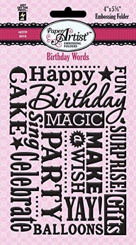 HOTP Paper Artist Birthday Words Embossing Folder HOTP6016