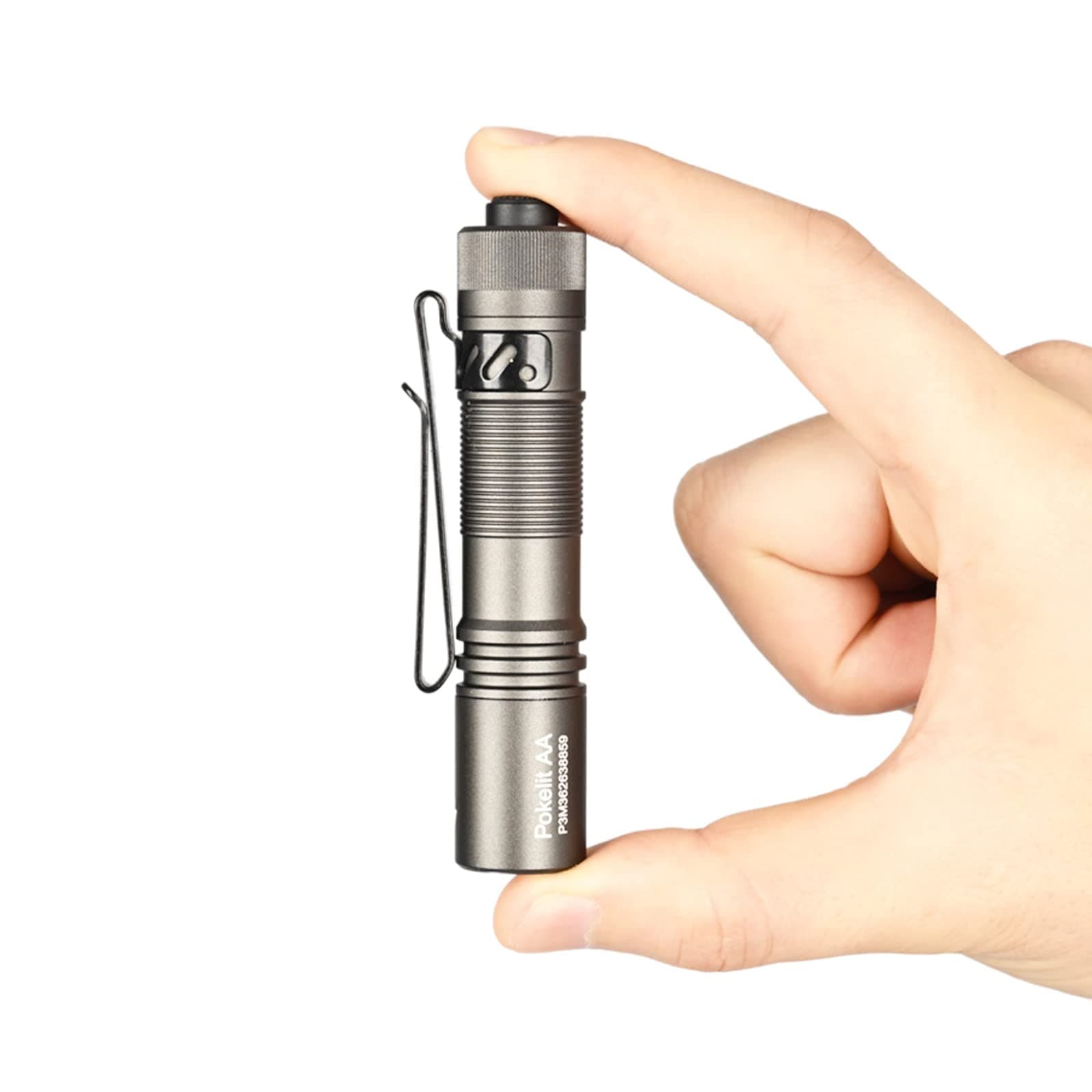 ACEBEAM Pokelit AA Mini Rechargeable Torch with Clip, Ultra Powerful 1000 Lumens LED Flashlight for Daily Use, Cool White Light (Grey)