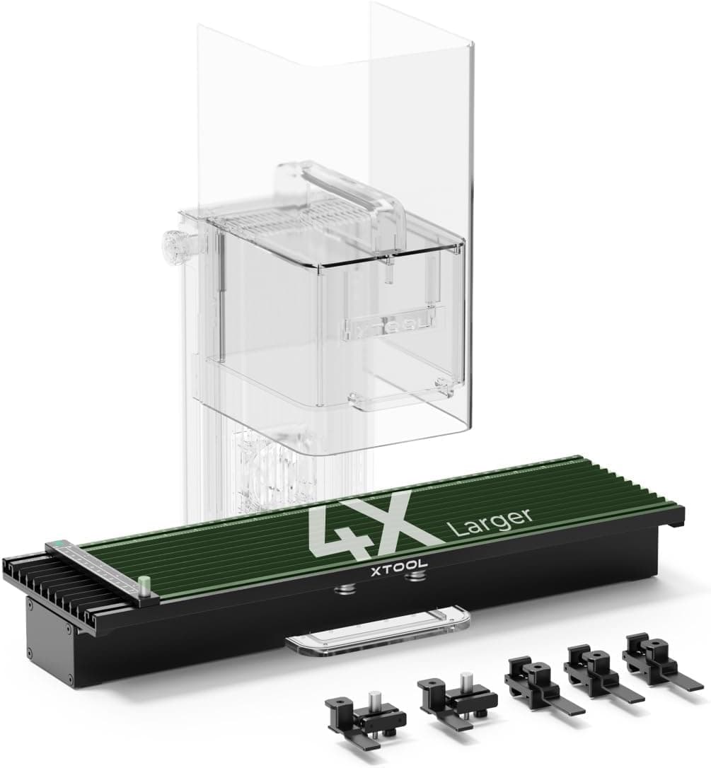 xTool F1 Slide Extension for F1 only, Expand The Laser Engraving Area to 115 * 400mm, Longer Laser Engraving and Cutting for Laser Engraver, 5 Clamps Included for Stability