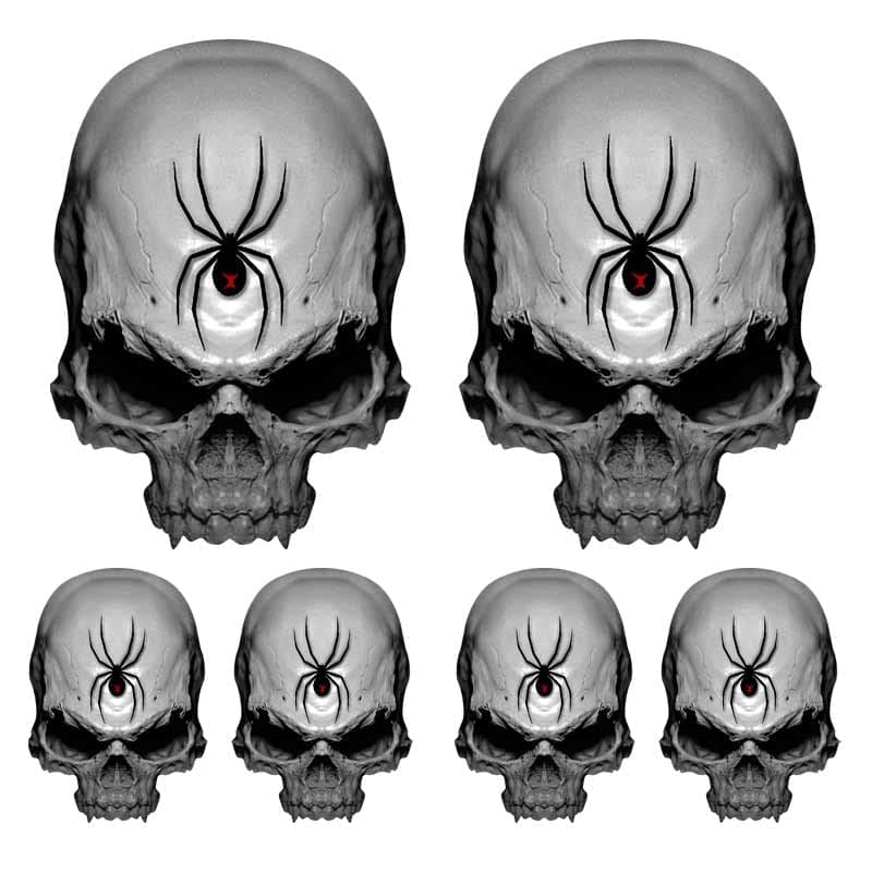 Aftershock Decals Black Widow Spider Skull Sticker Set Arachnid Creepy Crawly Venom