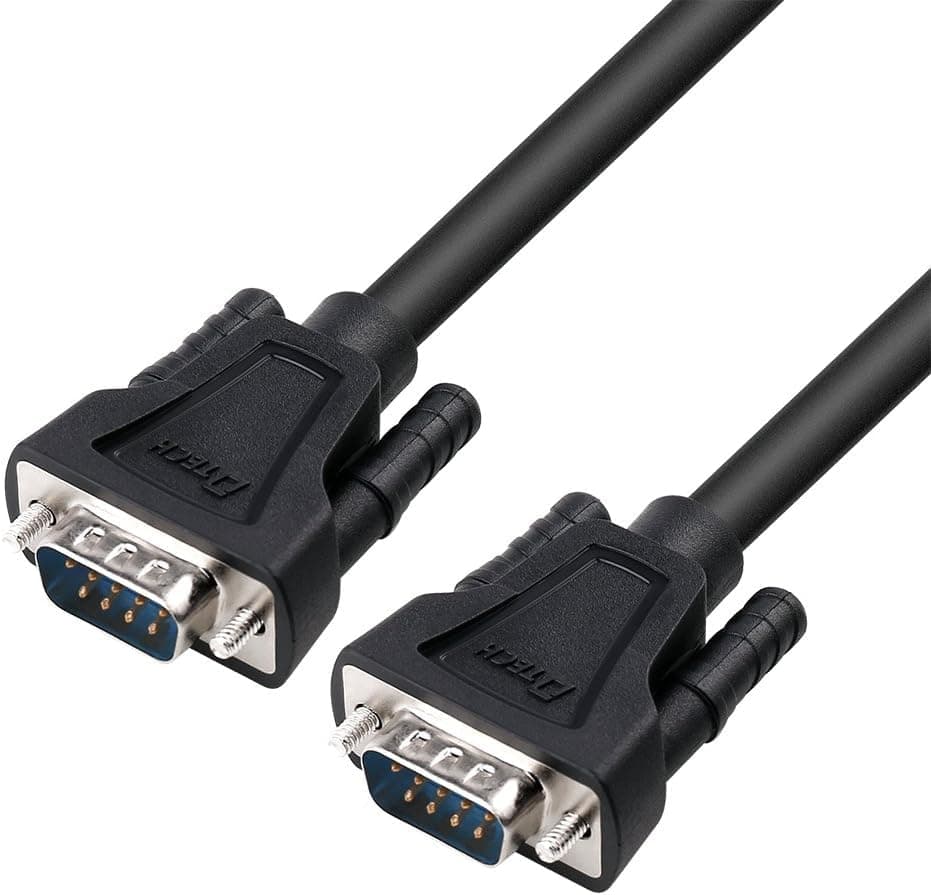 DTech DB9 9 Pin Serial Cable 5ft Male to Male RS232 Straight Through(1.5m, Black)