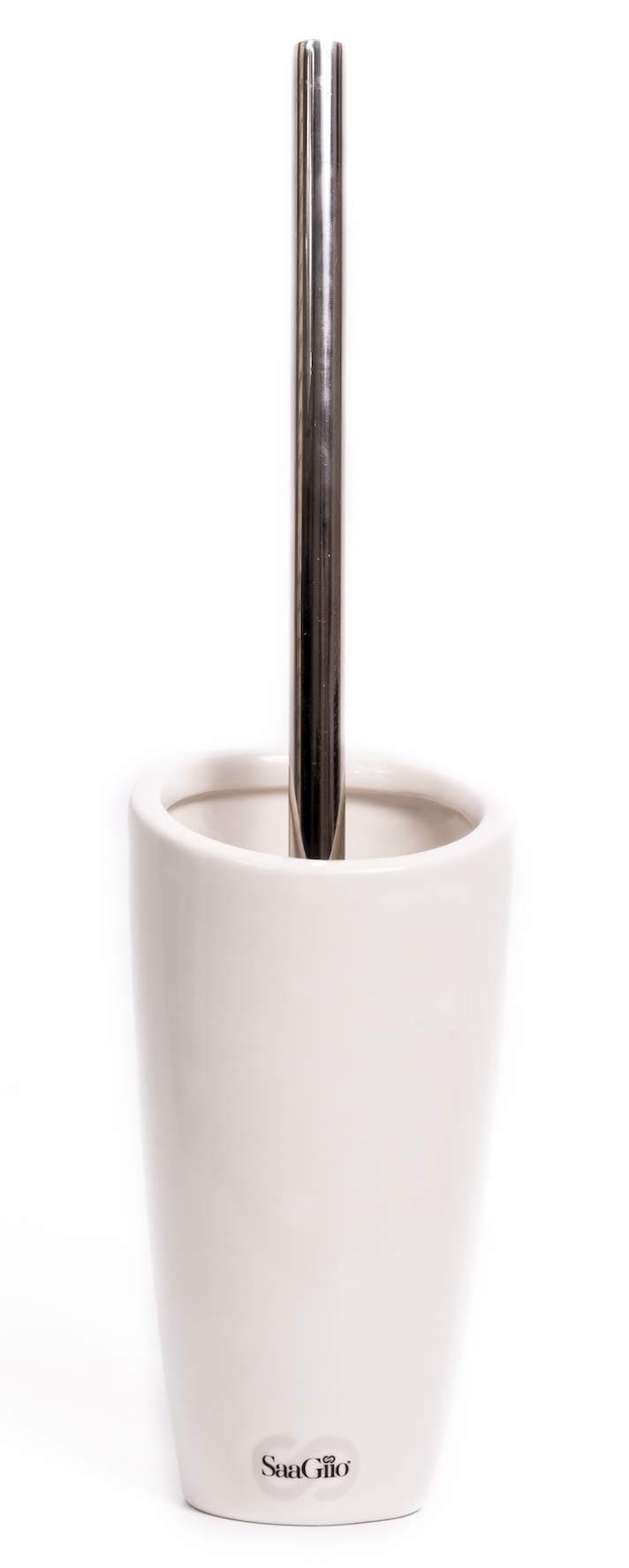 SaaGiio Toilet brush and holder, Toilet Brush Set handcrafted from Ceramic Stoneware material and brush with 304 steel handle