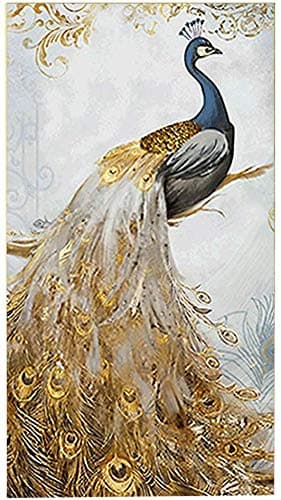 Trayosin 5D Diamond Painting by Numbers for Adults Full Drill Gold Peacock Home Decor (70x130cm)