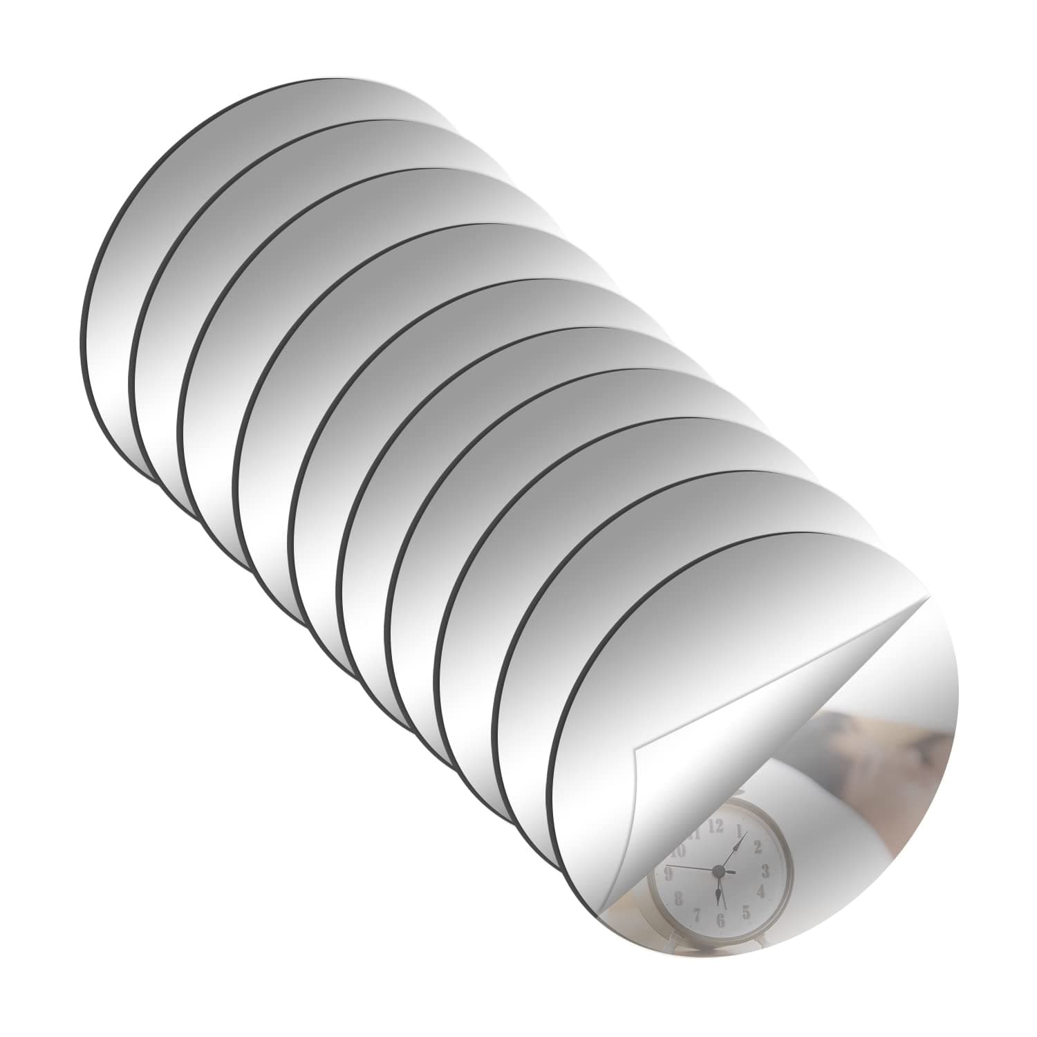 DARENYI 10 Pcs Round Mirror 15cm Mirror Tiles Self Adhesive Mirror Acrylic Small Mirror Wall Mirror Stick on Mirror for Home Living Room Bedroom Decor