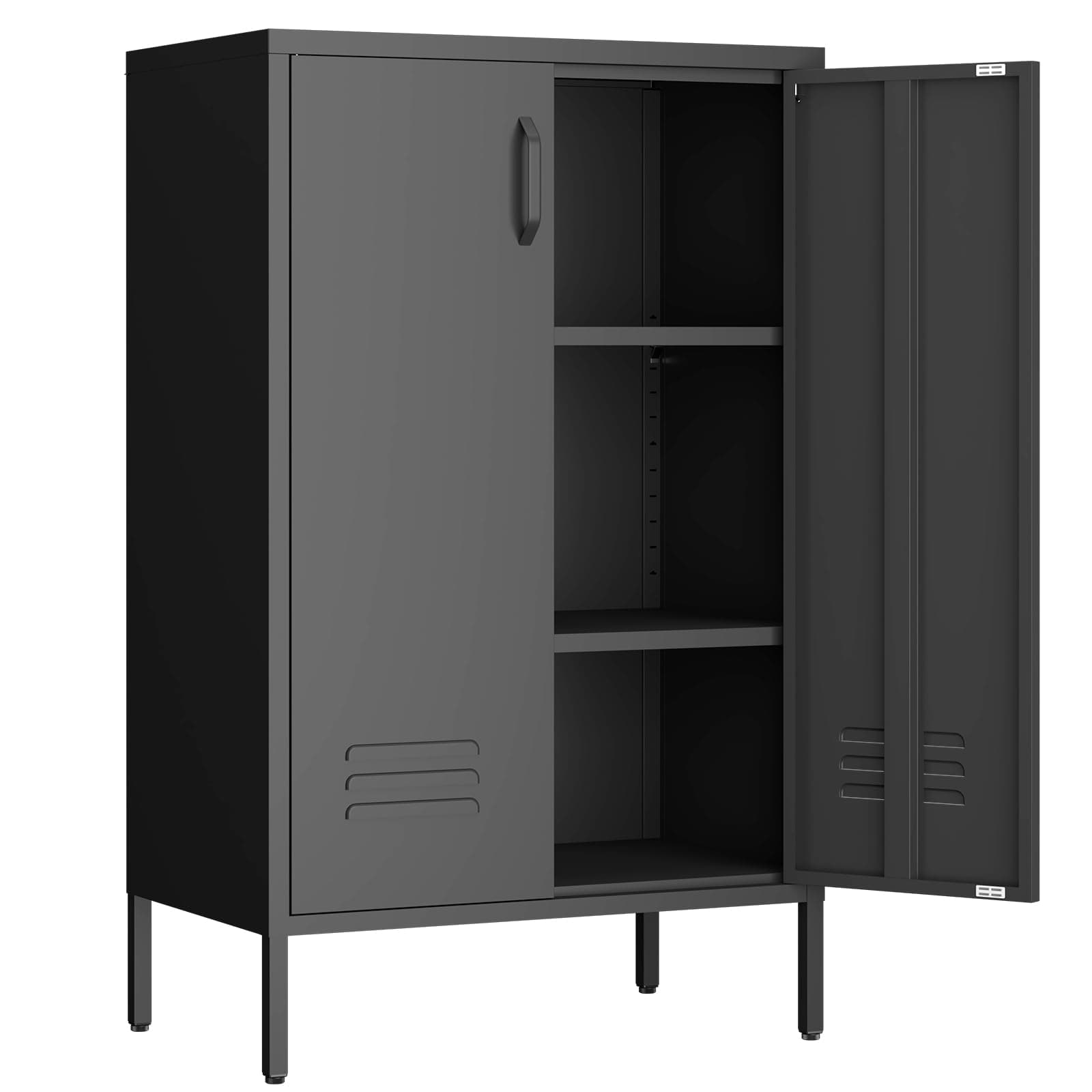 Metal Storage Cabinet,Metal Cabinet with Adjustable Shelves, 2 Door Locker Cabinets with Doors,Morden Accent Cabinets for Living Room,School,Office,Black